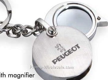 1-1/2"x4"x1/2" Round Key Chain W/ Magnifier & Silk Screen