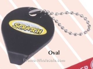 1-3/8"x1-7/8"x5/32" Lottery Ticket Scraper Keyring - Oval