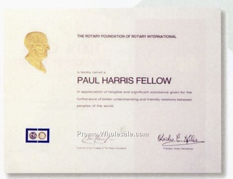 1 Color Certificate (1 Position Foil Embossed, Engraved & Burnished)