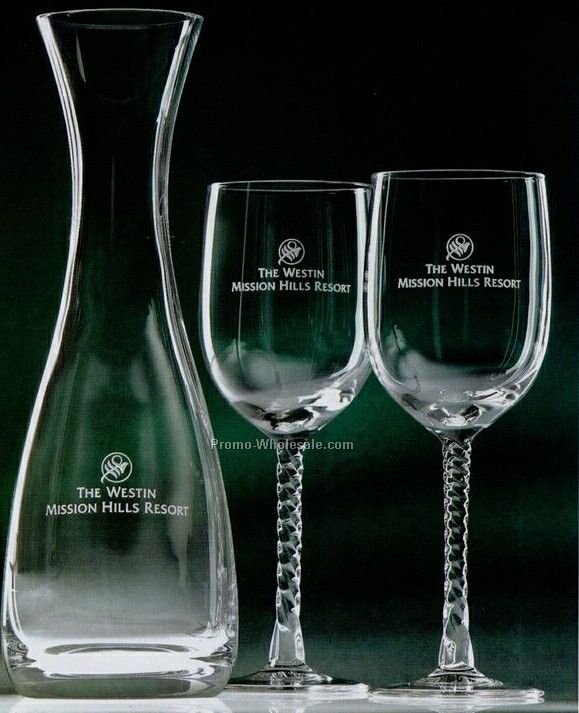 11 Oz. Spiral Wine Glass Set (Set Of 4 - Deep Etch)