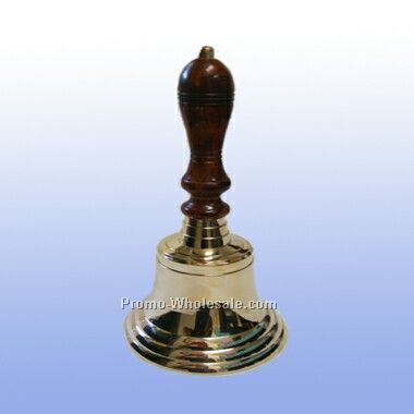 12" Brass Bell With Wooden Handle (Screened)