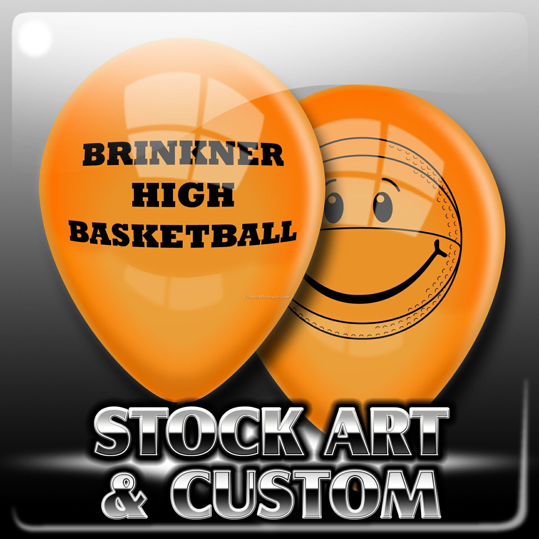 12" Customized Stock Art Latex Balloon - Crystal/Decorator Colors