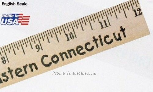 12"x1-1/8"x5/32" Natural Finish Flat 12" Wood Ruler - 2 Day Rush