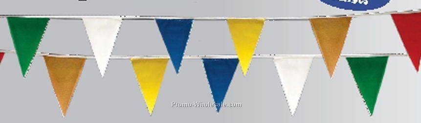 12"x18" Stock 48 Pennants 100' String W/ Plastic Cloth