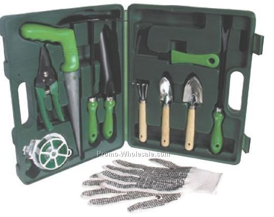 13-1/2"x11"x3" 11-piece Gardening Set With Case