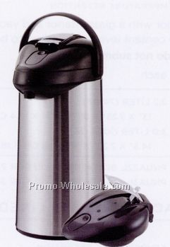 14-1/2"x7-1/4"x9-3/4" 2-1/2 Liter Steelvac Stainless Airpot With Lever Lid