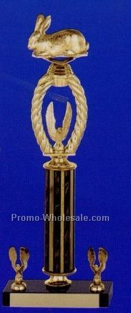 16-1/2" Elegant Black Marble Trophy W/ Interchangeable Figure