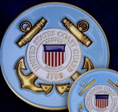 2-1/2" Coast Guard Military Seal Color Filled Coin