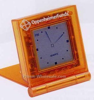 2-1/2"x2" Translucent Lca Folding Alarm Clock With Snooze And PM Indication