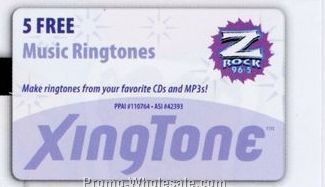 2-1/8"x3-3/8" Plastic Ringtone Download Card (5 Ringtone)