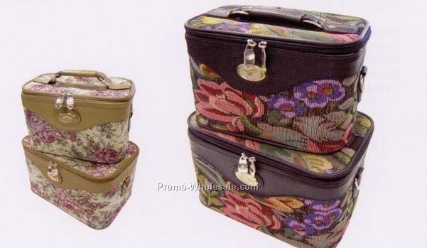 2 Piece Tapestry Toiletry Case Set
