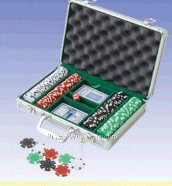 200 Piece Suit Poker Chips W/ Aluminum Poker Set (Engraved)