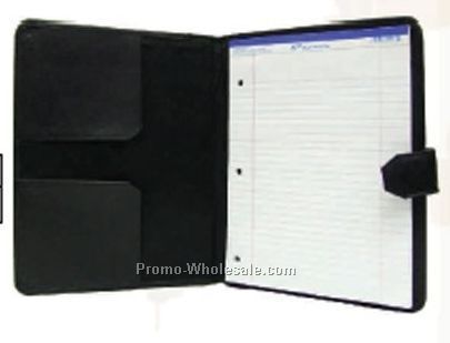 24cmx32cmx2cm Black Cowhide Letter Size Writing Case W/8-1/2"x11" Pad