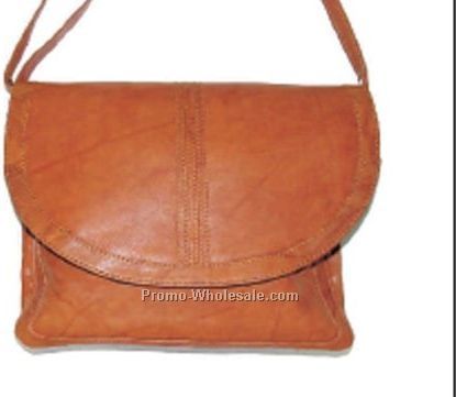 26cmx22cmx13cm Ladies Medium Brown Top Flap Stone Wash Cowhide Bag