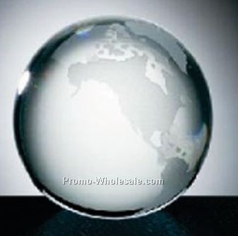3" Crystal Glass World Globe W/ Flat Bottom
