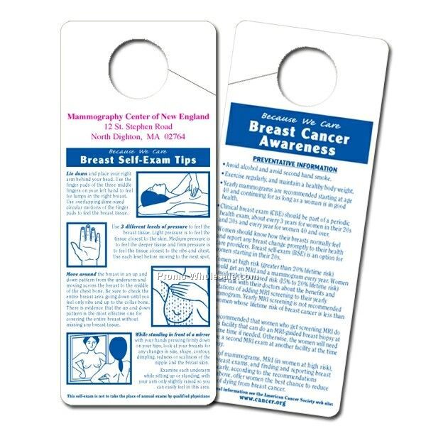 3-1/4"x8" Custom Printed Self Breast Exam Plastic Door Hanger