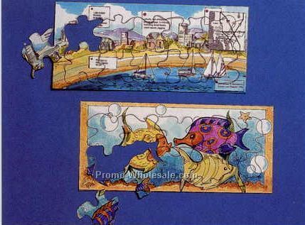 3-3/4"x8-1/2" 10 Piece Mini Jigsaw Puzzle - 4 Color