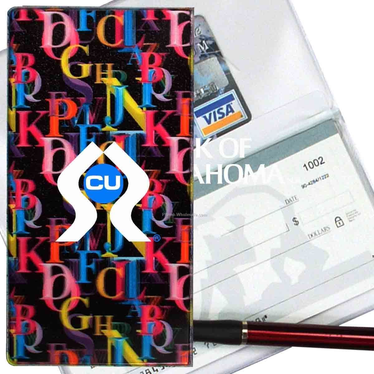 3-3/8"x6-3/8" 3d Lenticular Checkbook Cover - Stock / Alphabet (Black)