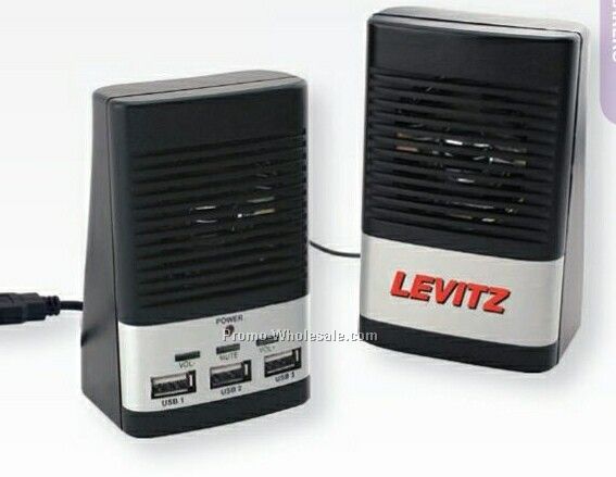 3 Port High Speed USB 2.0 Hub W/ Stereo Speakers