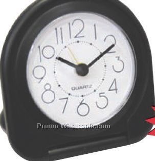3"x3"x1/2" Folding Travel Alarm Clock With Vinyl Travel Pouch