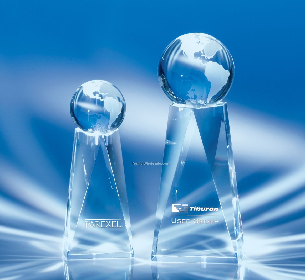 3"x9-1/2"x 2-1/4" Exposure Crystal Globe Award