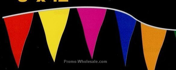 30' Fluorescent Standard Pennants W/ 12 Per String - Saturn Yellow