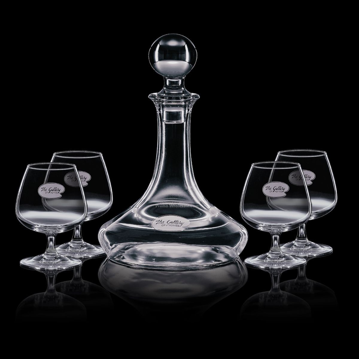 30 Oz. Elegance Decanter &4 Brandy Glasses