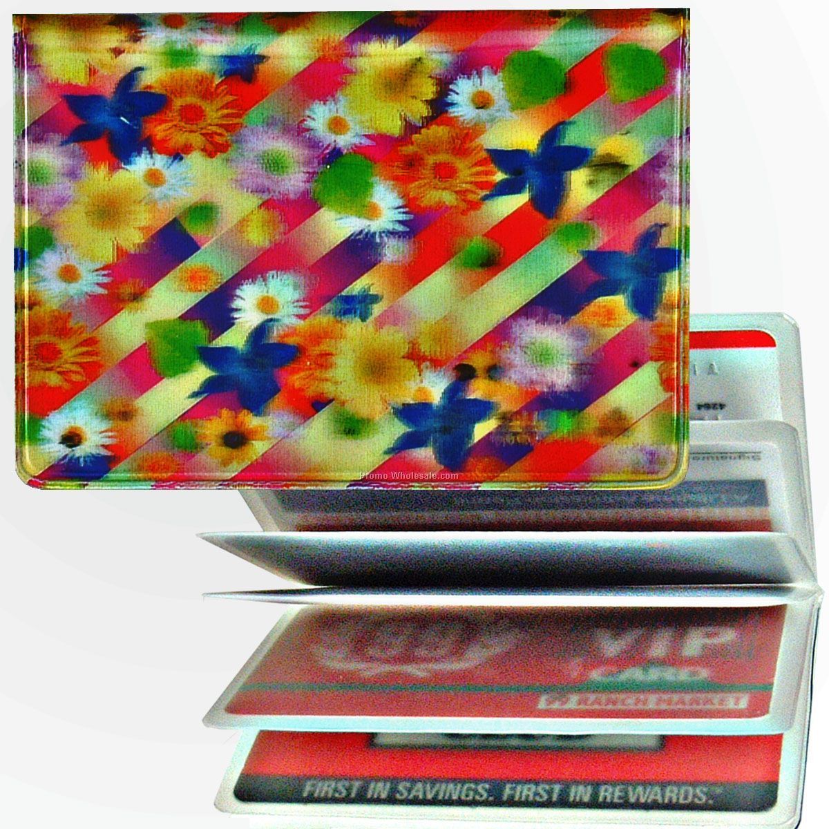 3d Lenticular Id / Credit Card Holder - Stock / Flowers & Stripes
