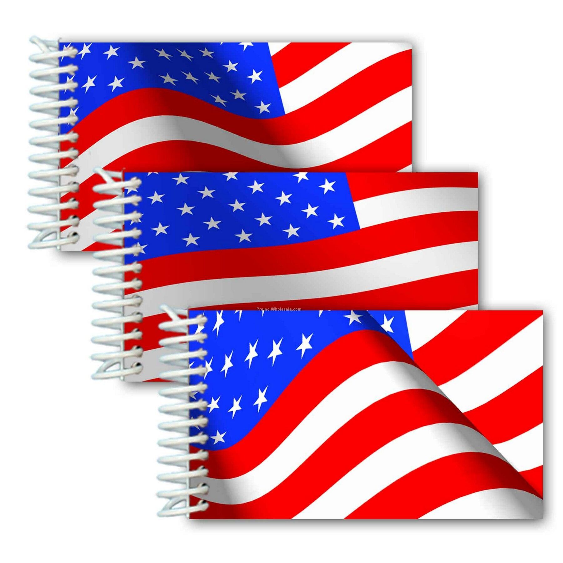 3d Lenticular Mini Notebook; Stock; Animated U.s. Flag; Blanks