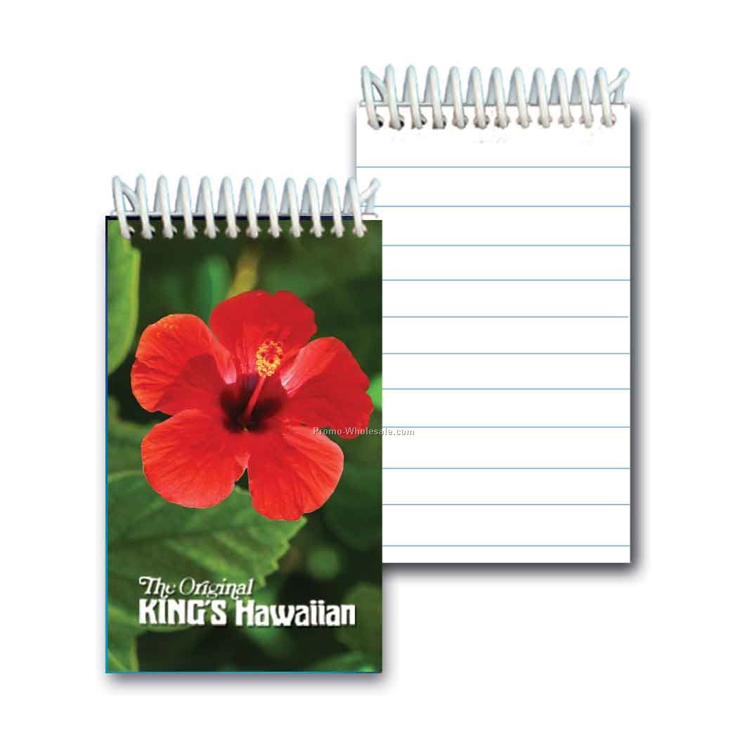 3d Lenticular Mini Notebook; Stock; Red Hibiscus; Imprinted