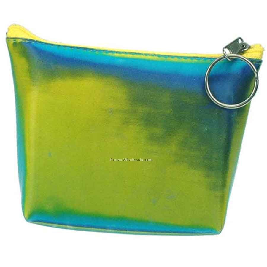 3d Lenticular Purse With Key Ring - Pavia - Stock / Blue & Green