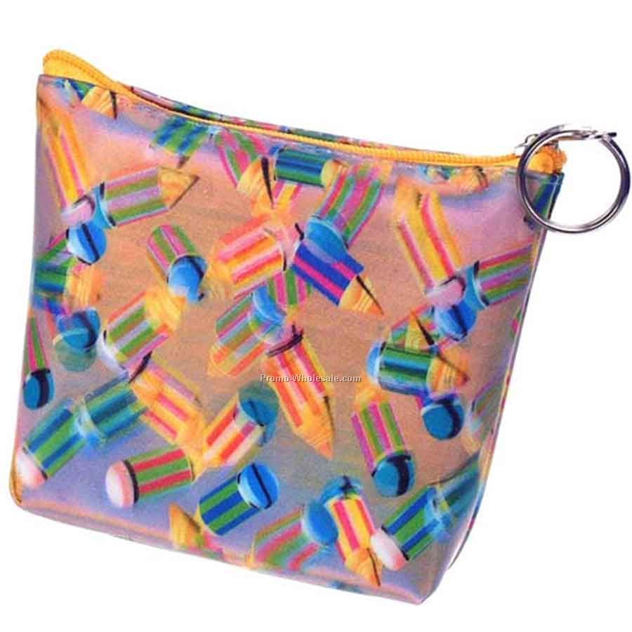3d Lenticular Purse With Key Ring - Pavia - Stock / Pencils Pattern