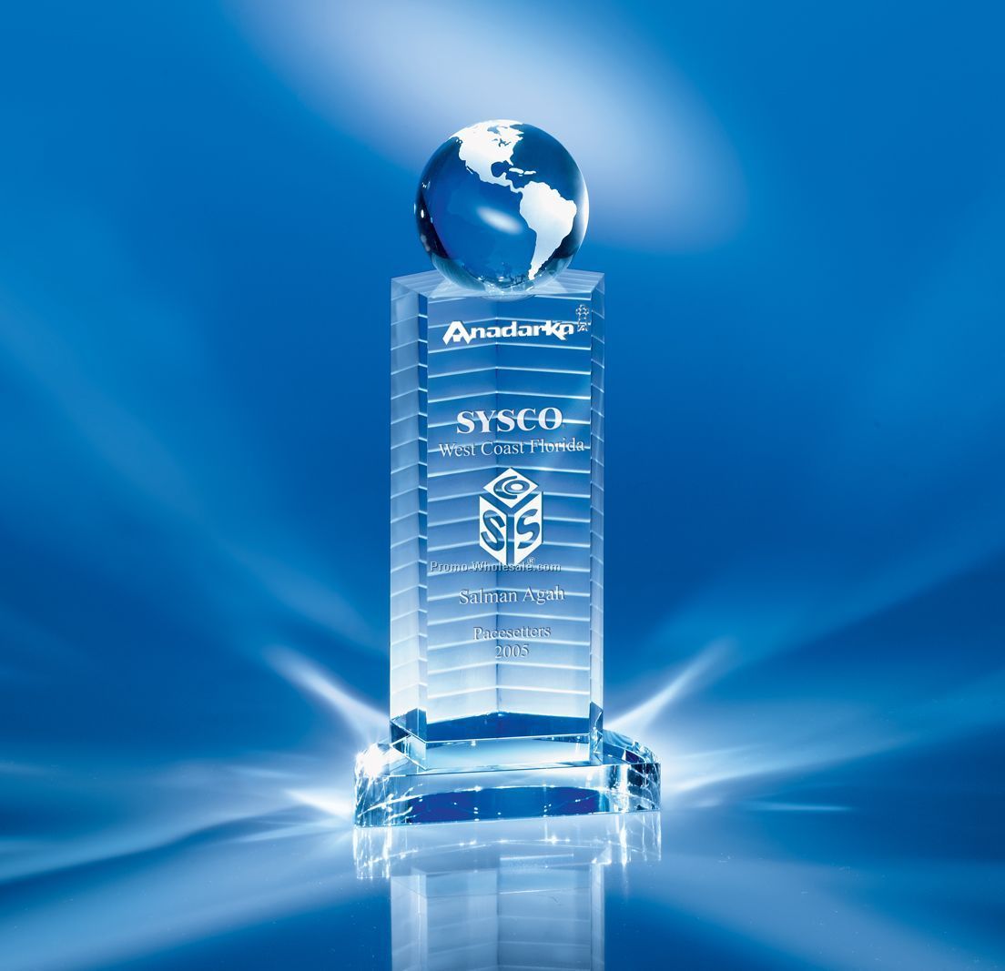 4-3/4"x10-5/8"x 2-1/2" Tower Of Power Crystal Award