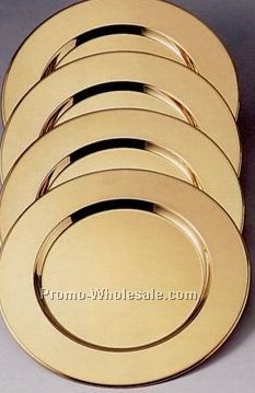 4 Set 12" Brass Plated Charger Plate