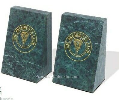 4"x2-3/4"x6-1/4" Imperial Green Marble Bookends Award