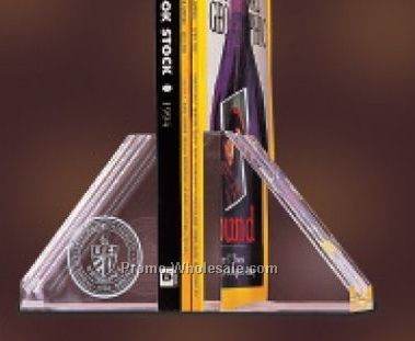 4"x4"x1-1/2" Crystal Triangle Bookends