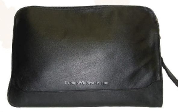 40cmx23-1/2cmx6cm Black Leatherette 2-side Zippered Underarm Portfolio