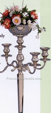 41" Nickel Plated 5 Light Candelabra W/ Bowl