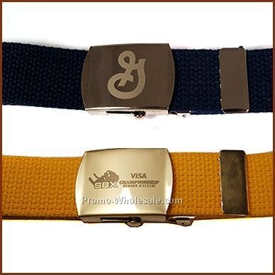 42" Cotton Web Belt & 1-1/4" Laser Engraved Military Buckle