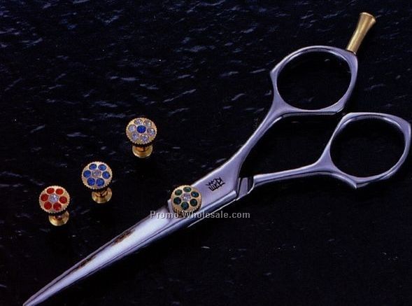 5-1/2" Shears W/ Colored Adjuster Knob & Gold Finger Tip