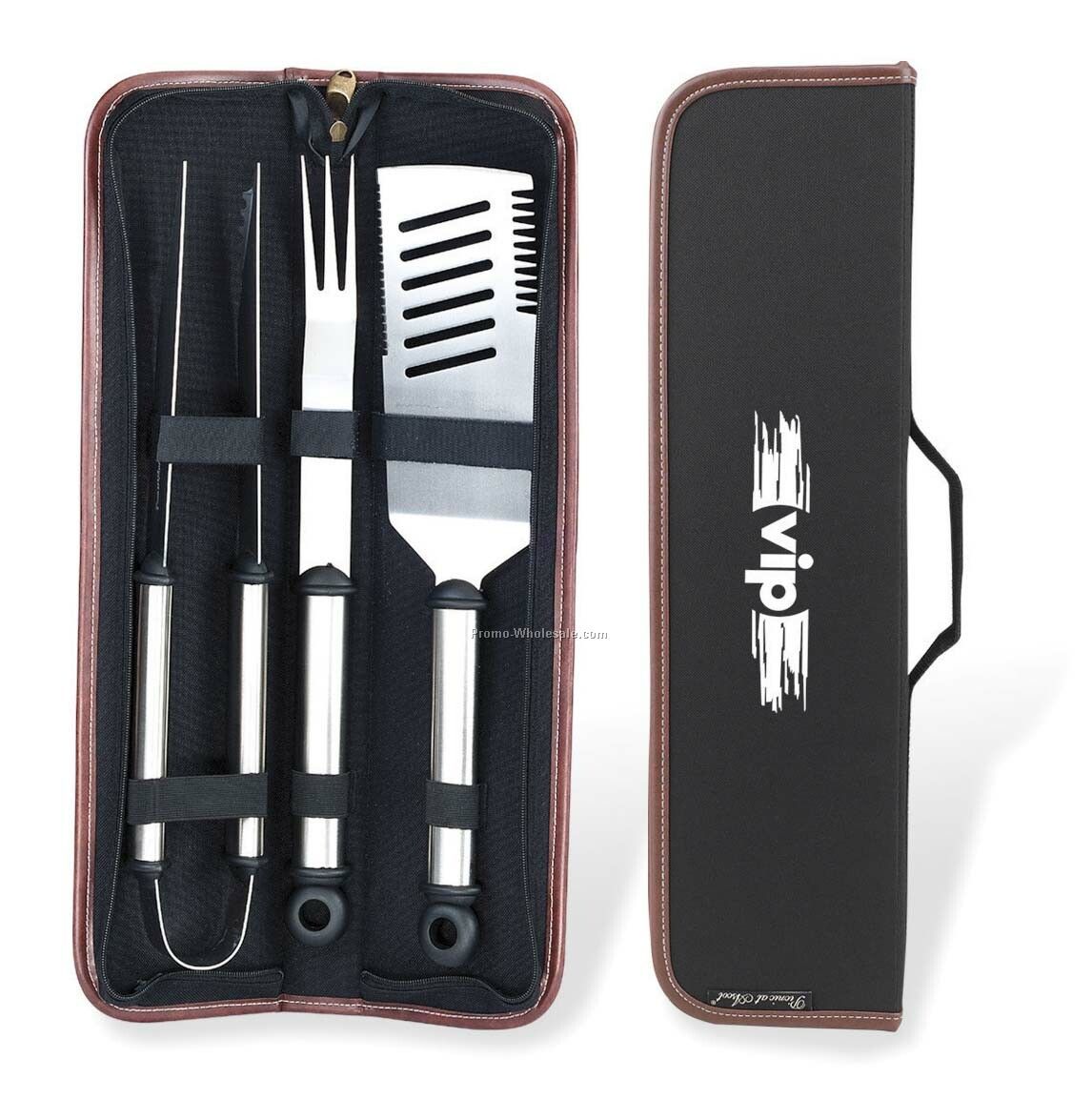 5-1/2"x21"x2" Stainless Bbq 3 Piece Tool Set