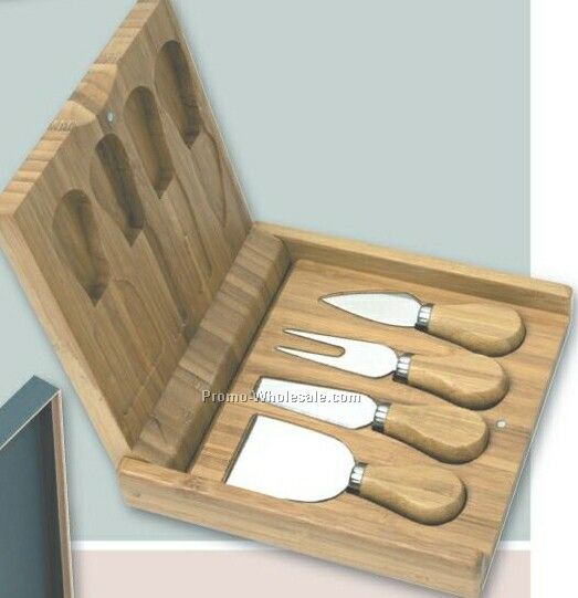 5 Piece Bamboo Cheese Set