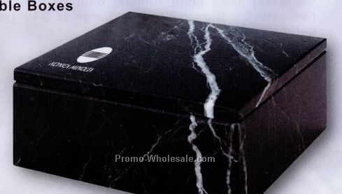 5"x4"x2" Black Zebra Marble Rectangular Box