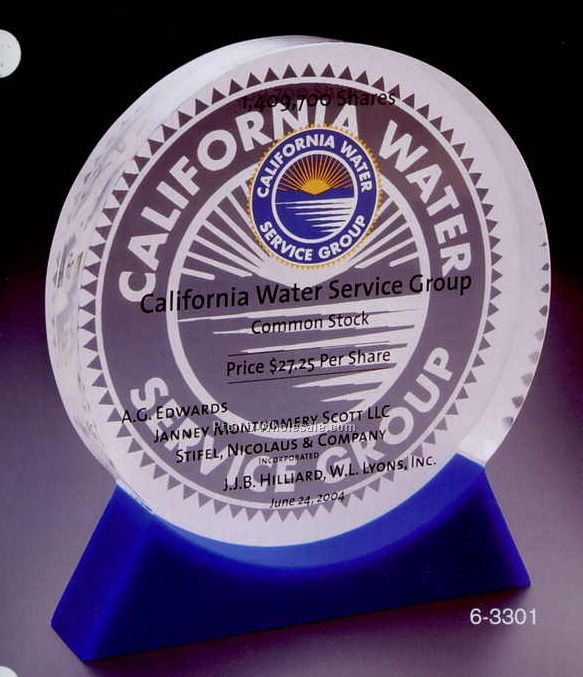 5"x5-5/8"x1" Acrylic Round Award W/ Double Cast Base