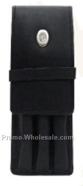 6-1/2cmx18cmx1-1/2cm Medium Brown Stone Wash Cowhide Triple Pen Case