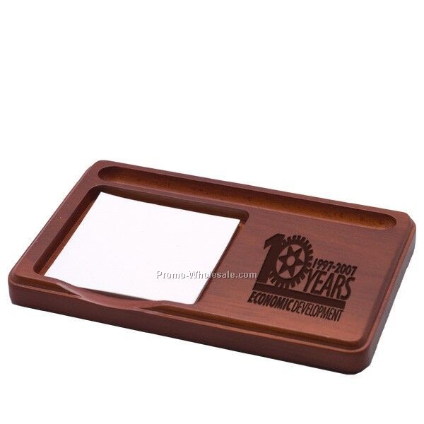 6-4/5"x4-2/5" Rosewood Rectangle Memo Pad & Pen Holder