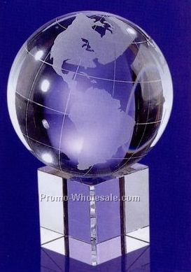 6"x4-3/8"x4-3/8" Globe W/Meridian On Clear Base