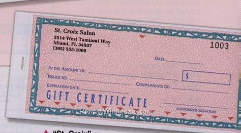 7-1/4"x3-3/8" "st Croix" Individual Format Designer Gift Certificate