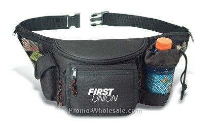 7 Zippers Fanny Pack W/ Bottle Holder & Call Phone Pouch & Front Flap