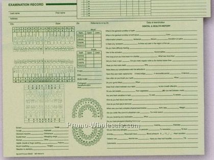 8-1/2"x11" Vertical Dental Exam Record